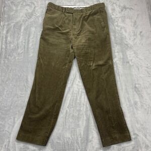 PETER CHRISTIAN Pants Mens 40x31 Olive Green Corduroy Pleated Front Straight Leg